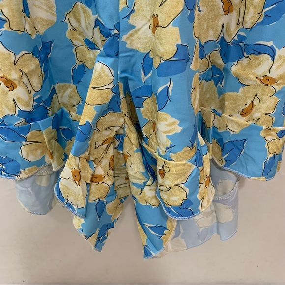 SHEIN Floral Frill Trim Knot Front Cami Romper in Blue & Yellow Size Med - Picture 10 of 13